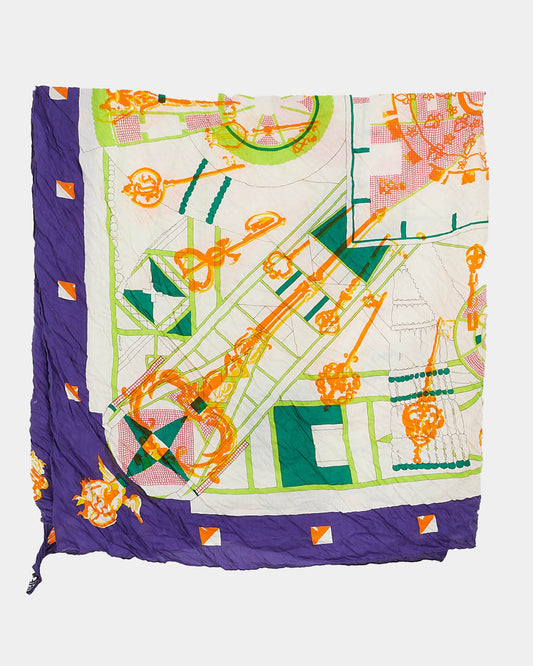 Hermès Purple 
Orange Multi Plisse Pleated Shawl Scarf