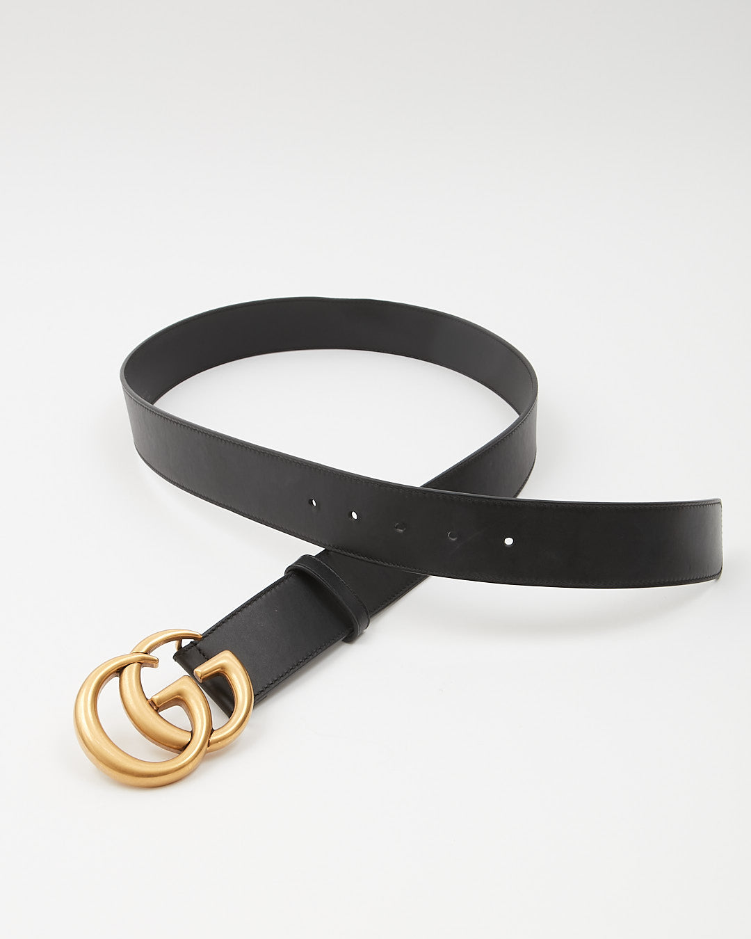 Gucci Black Leather GG Marmont Belt - 100/40