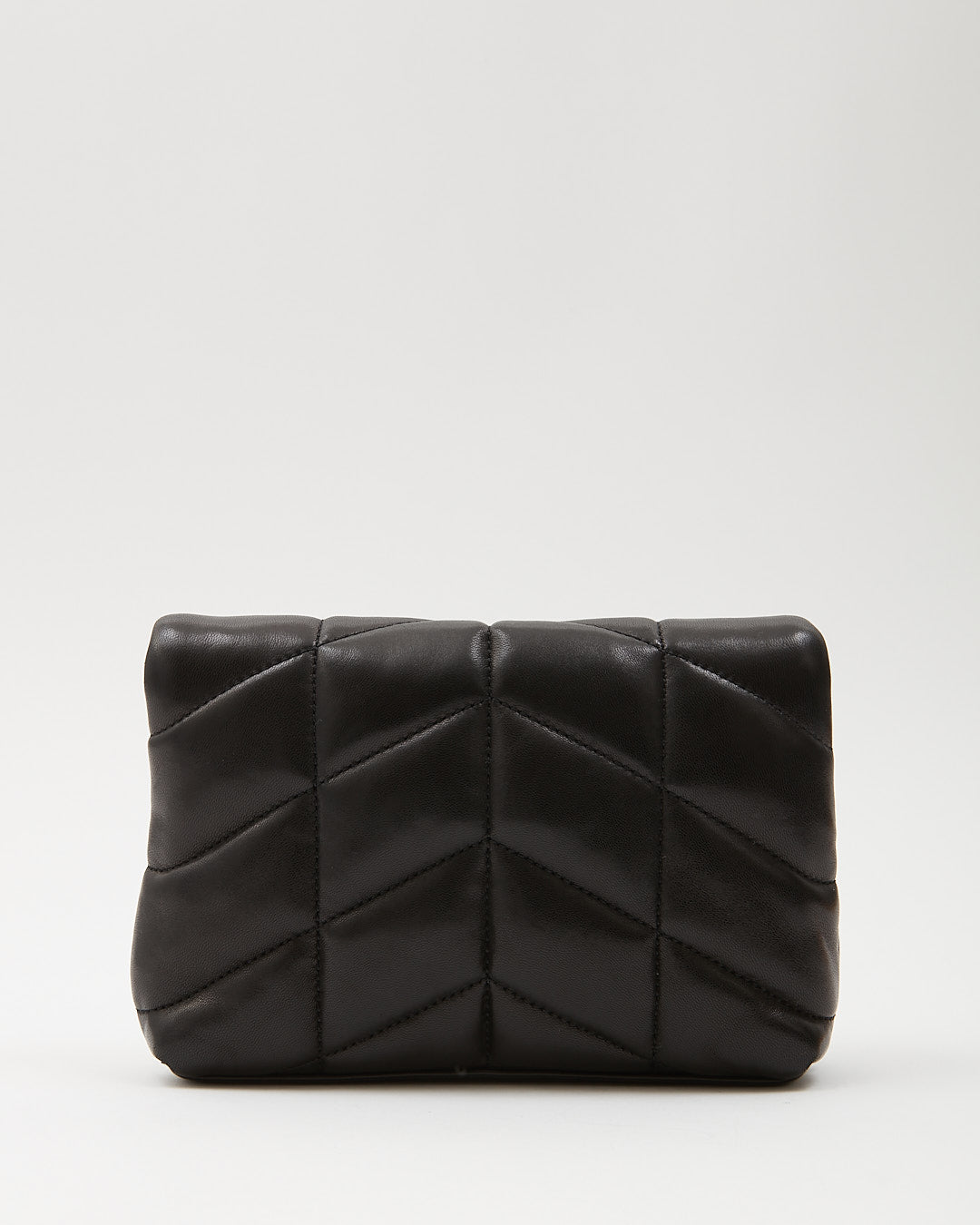 Saint Laurent Black Leather Monogram Loulou Puffer Pouch Clutch