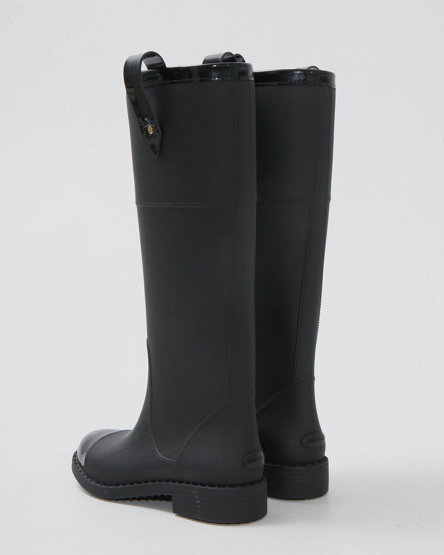 Jimmy Choo Black Rubber Cap Toe Rain Boots - 35