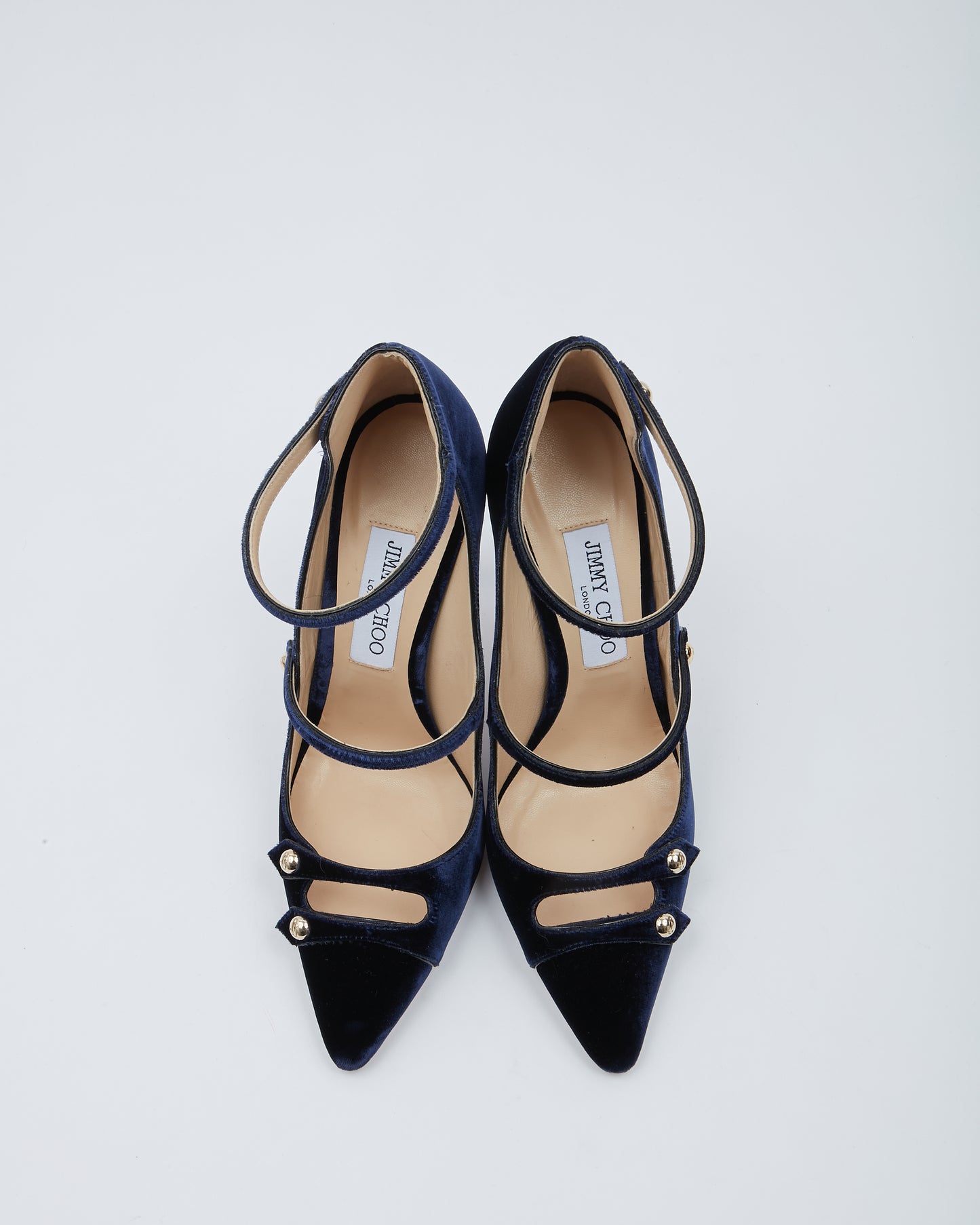 Jimmy Choo Blue Velvet Strappy Point Toe Heel - 39