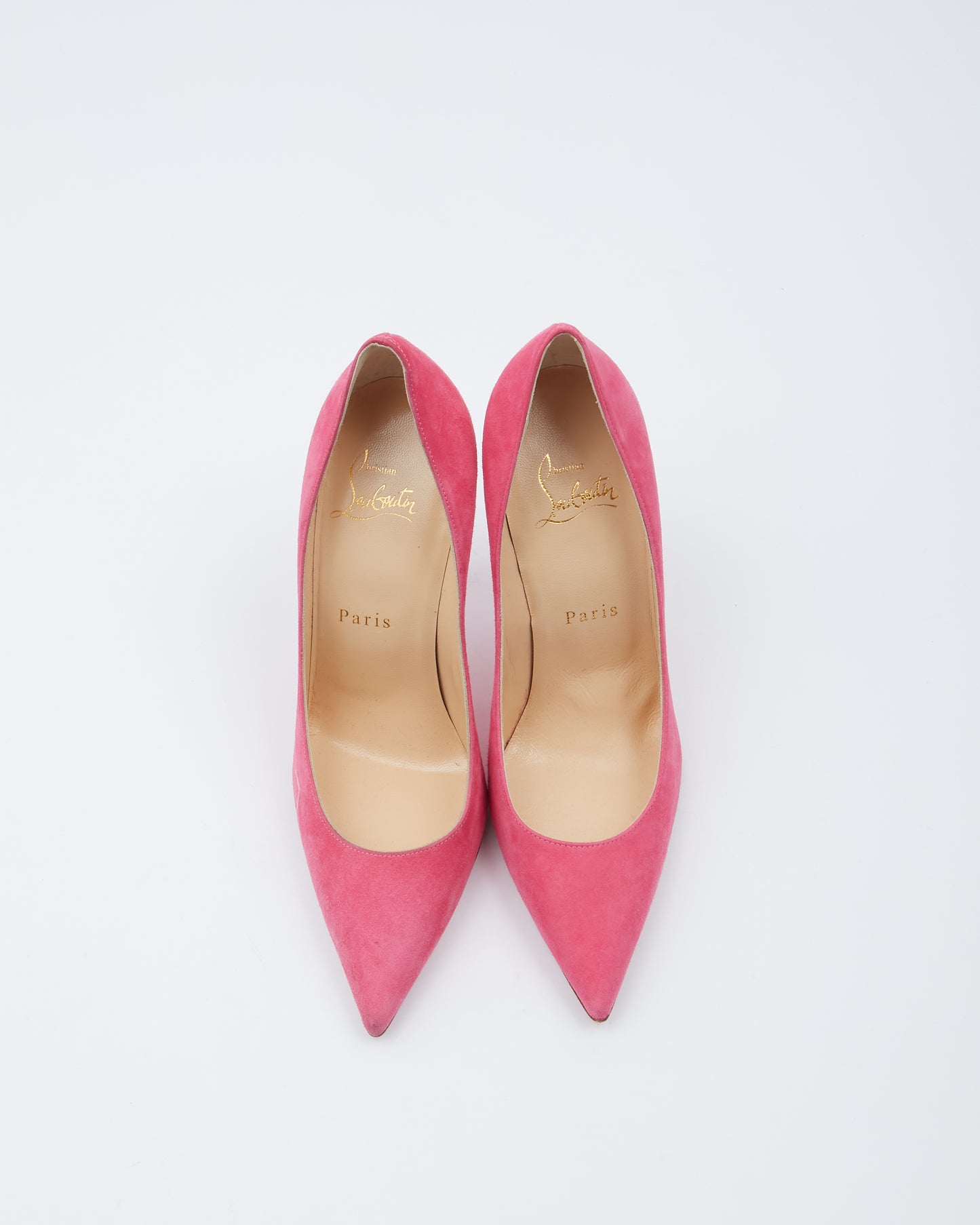 Louboutin Pink Suede Corneille 85 Heels - 36.5