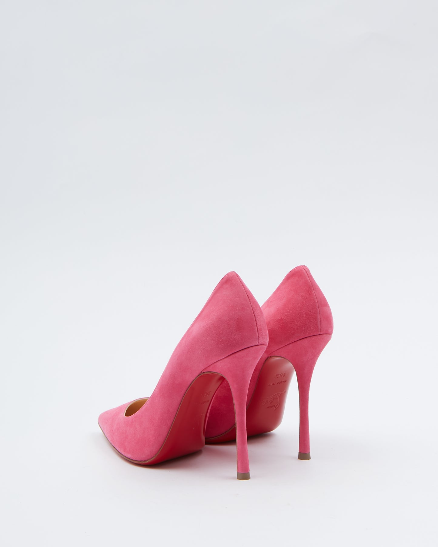 Louboutin Pink Suede Corneille 85 Heels - 36.5