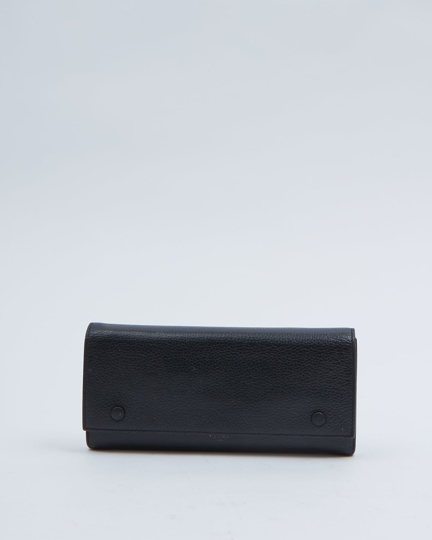 Celine Black Grained Leather Continental Flap Wallet