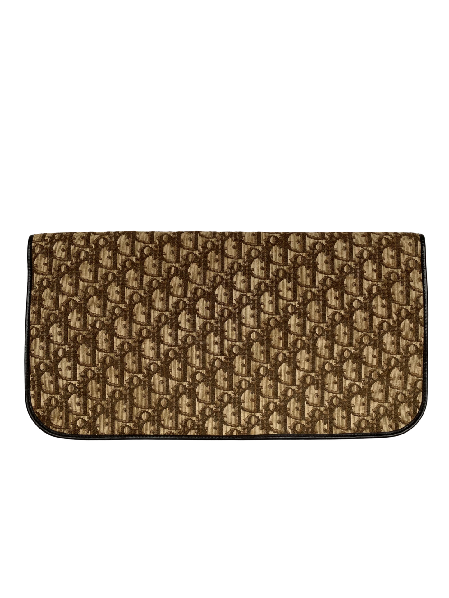 Dior Vintage Brown Oblique Fold Over Clutch