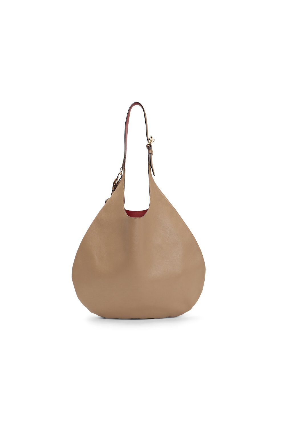 Burberry Beige Leather Flat Hobo Shoulder Bag