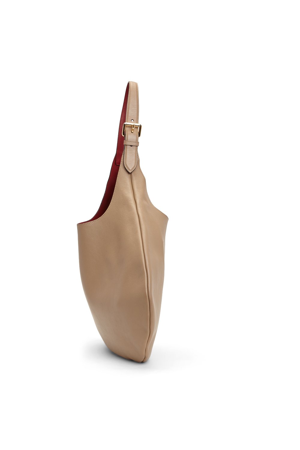 Burberry Beige Leather Flat Hobo Shoulder Bag