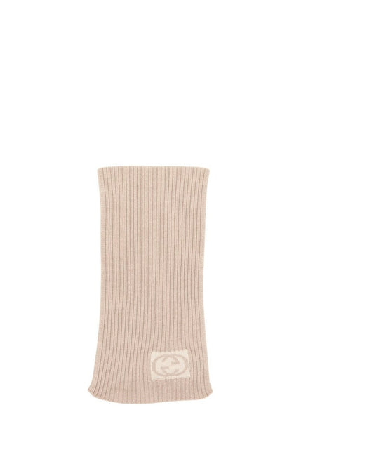 Gucci Beige Wool Logo Scarf