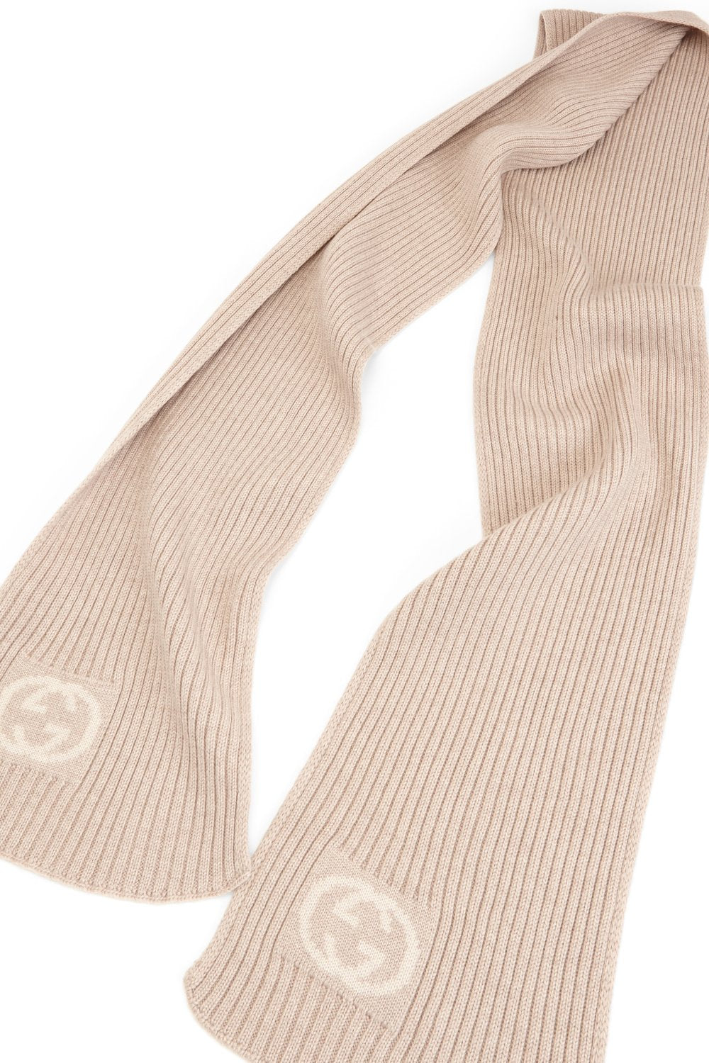 Gucci Beige Wool Logo Scarf