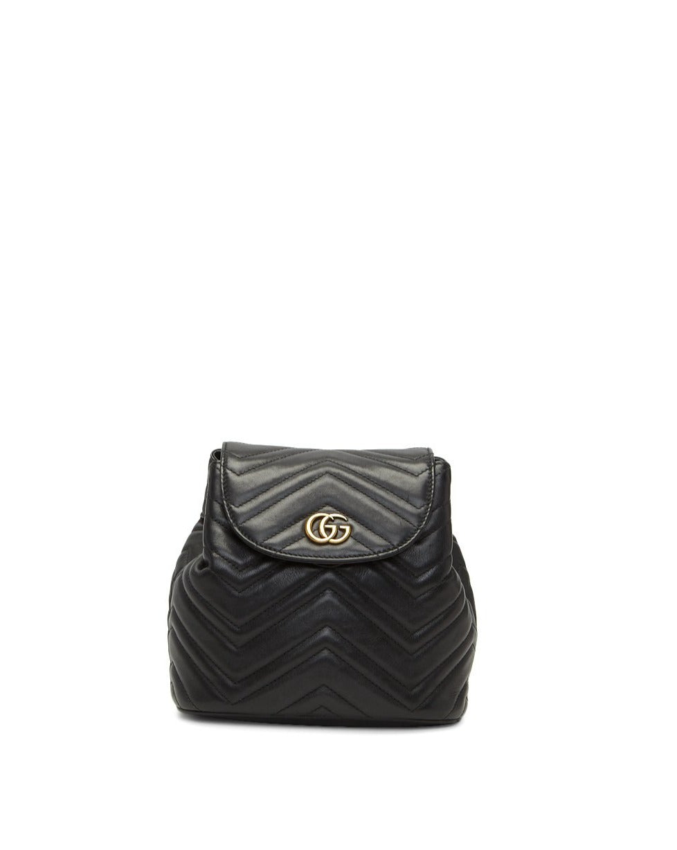 Gucci Black Calfskin Matelassé GG Marmont Mini Backpack