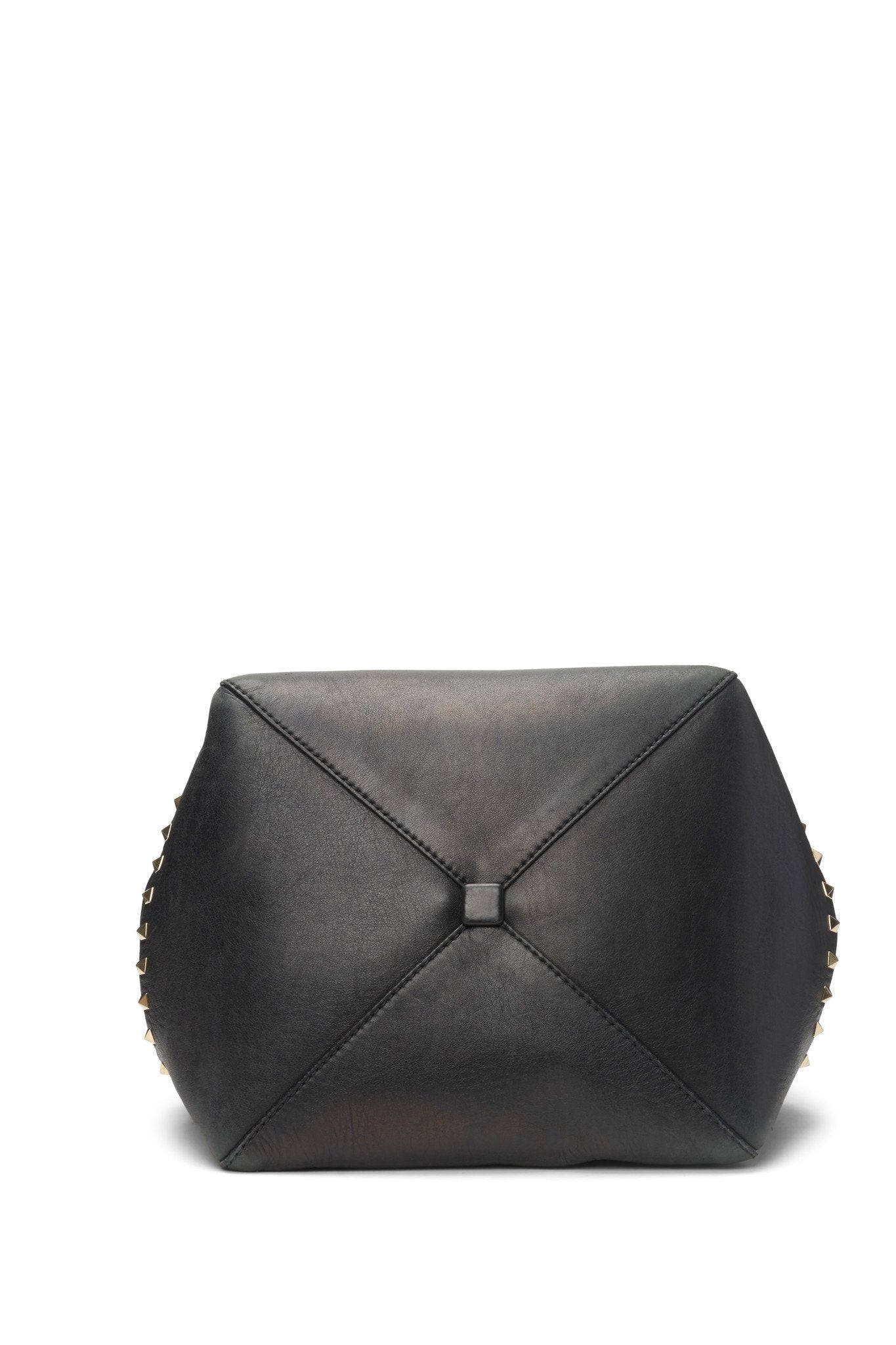 Valentino Black Leather Rockstud New Dome Bucket Bag