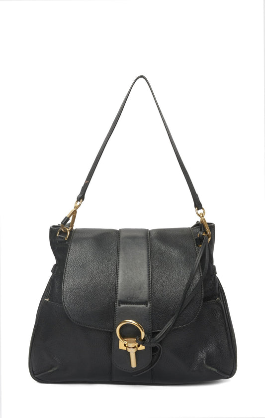 Chloé Black Leather Medium Lexa Shoulder Bag