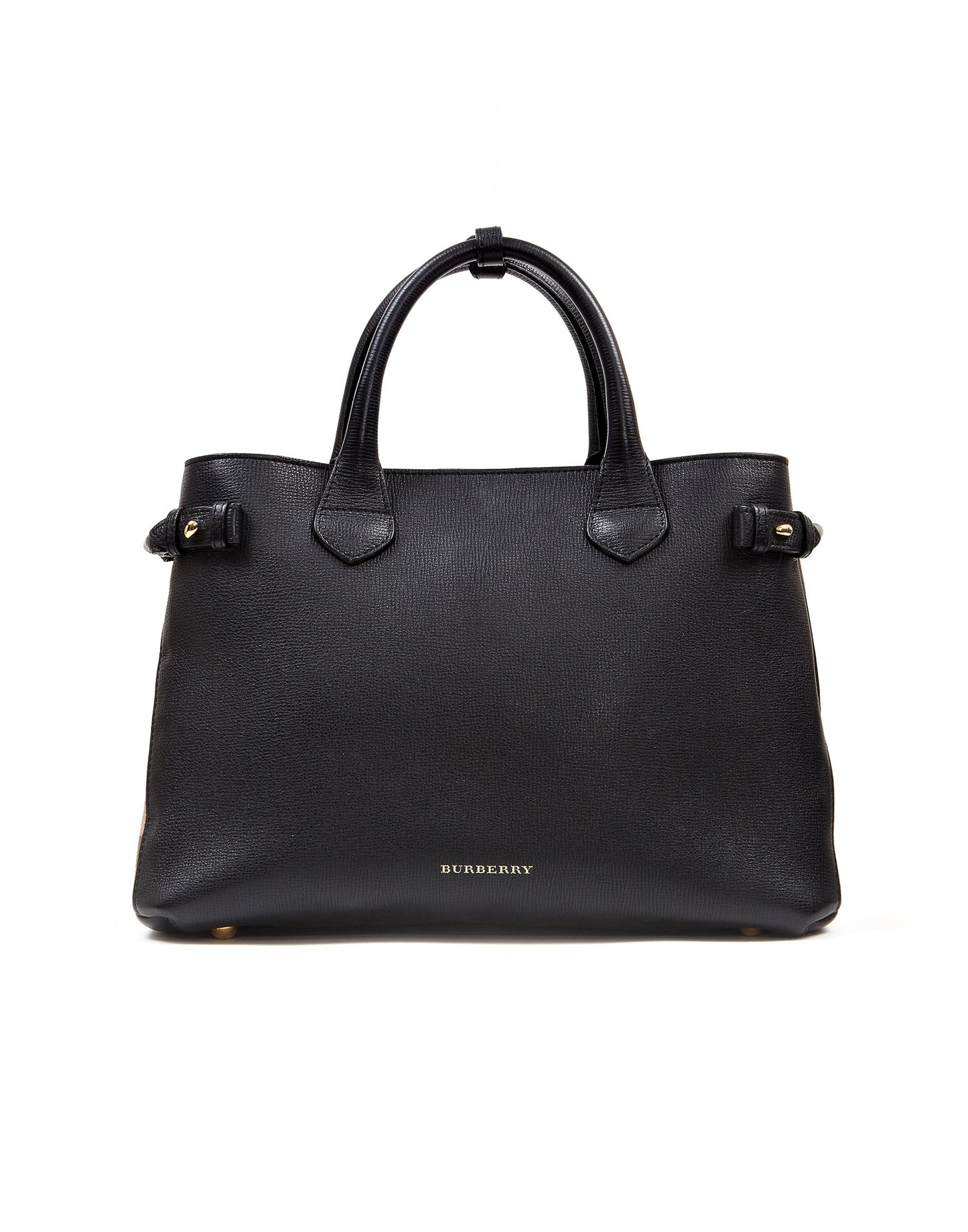 Burberry Black Leather Medium Banner Tote Bag