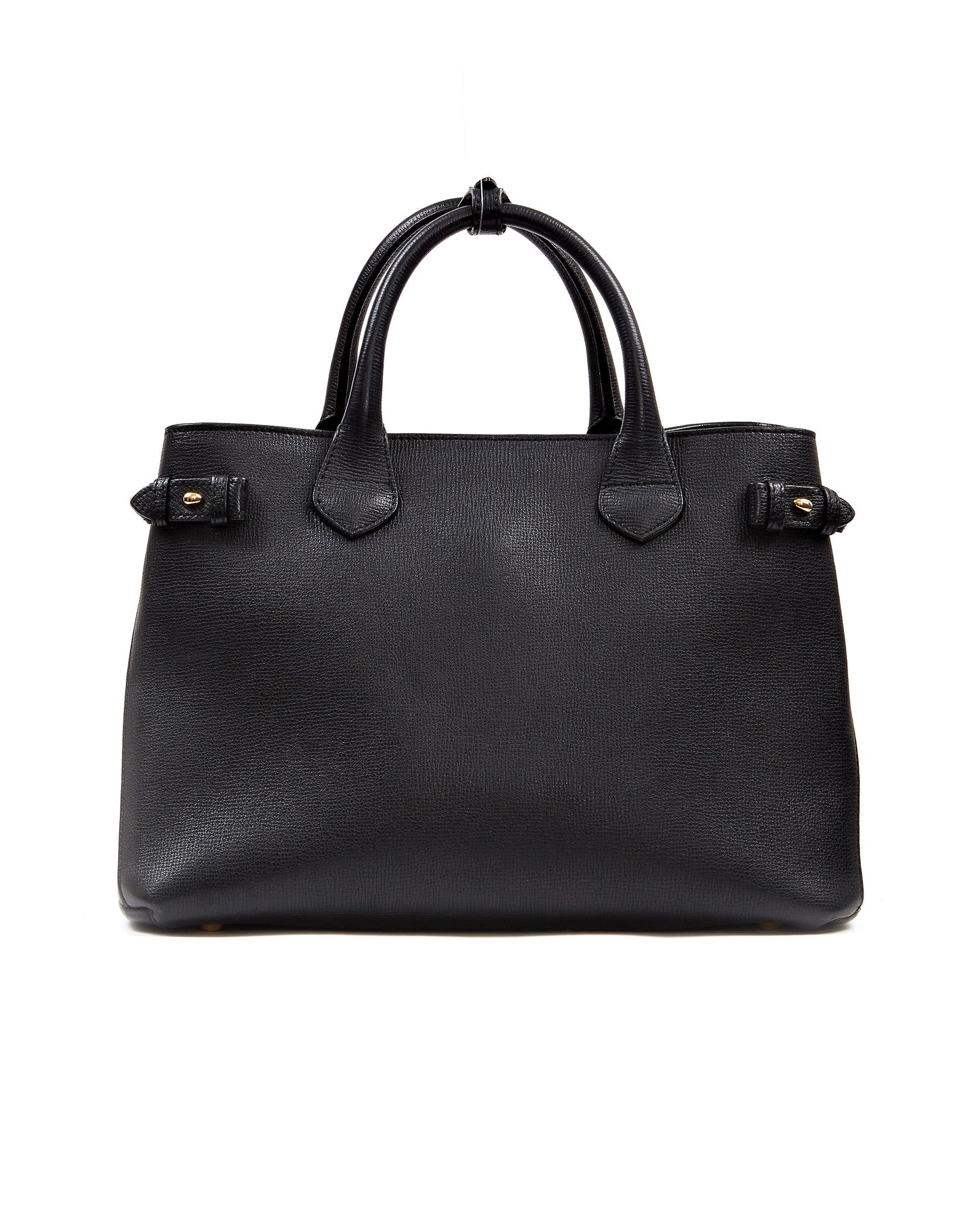 Burberry Black Leather Medium Banner Tote Bag