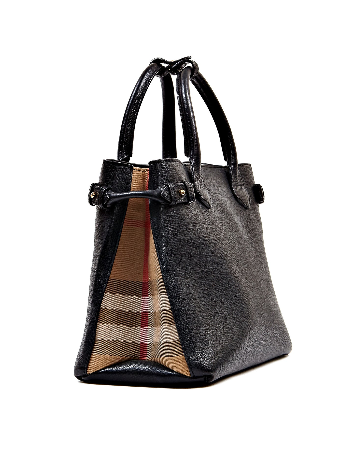 Burberry Black Leather Medium Banner Tote Bag