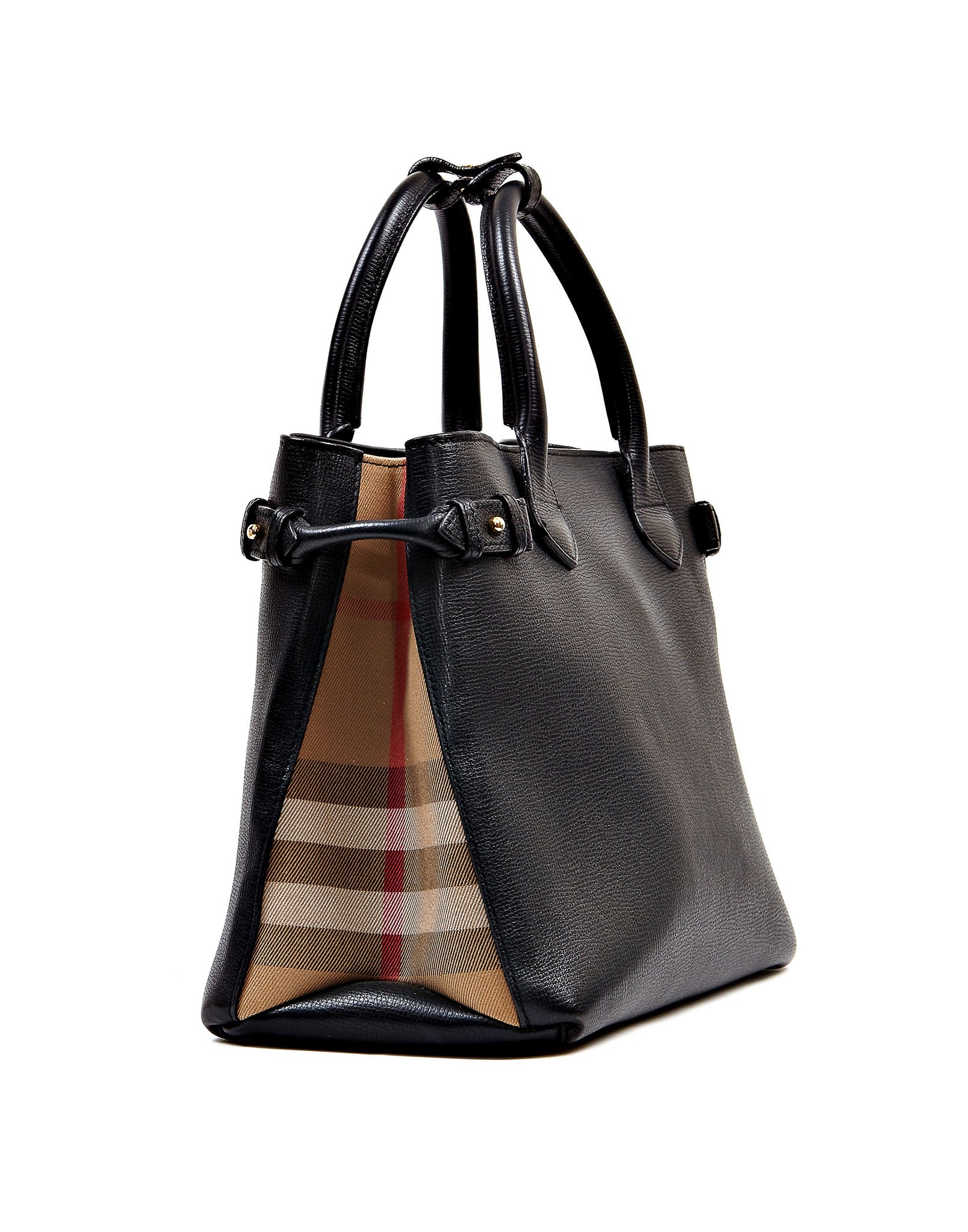 Burberry Black Leather Medium Banner Tote Bag