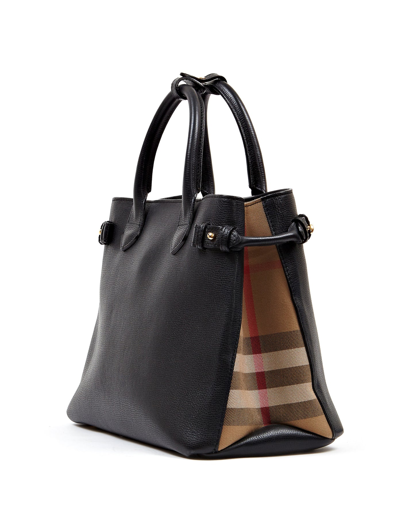 Burberry Black Leather Medium Banner Tote Bag