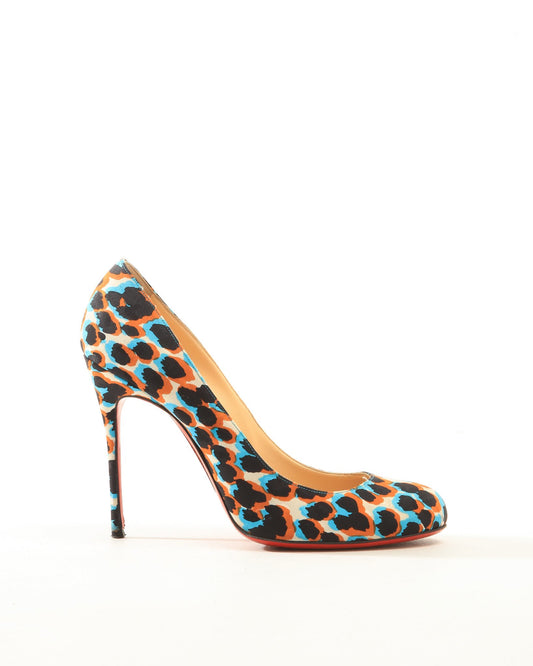 Christian Louboutin Blue Fifi Léopard Print Heels - 40