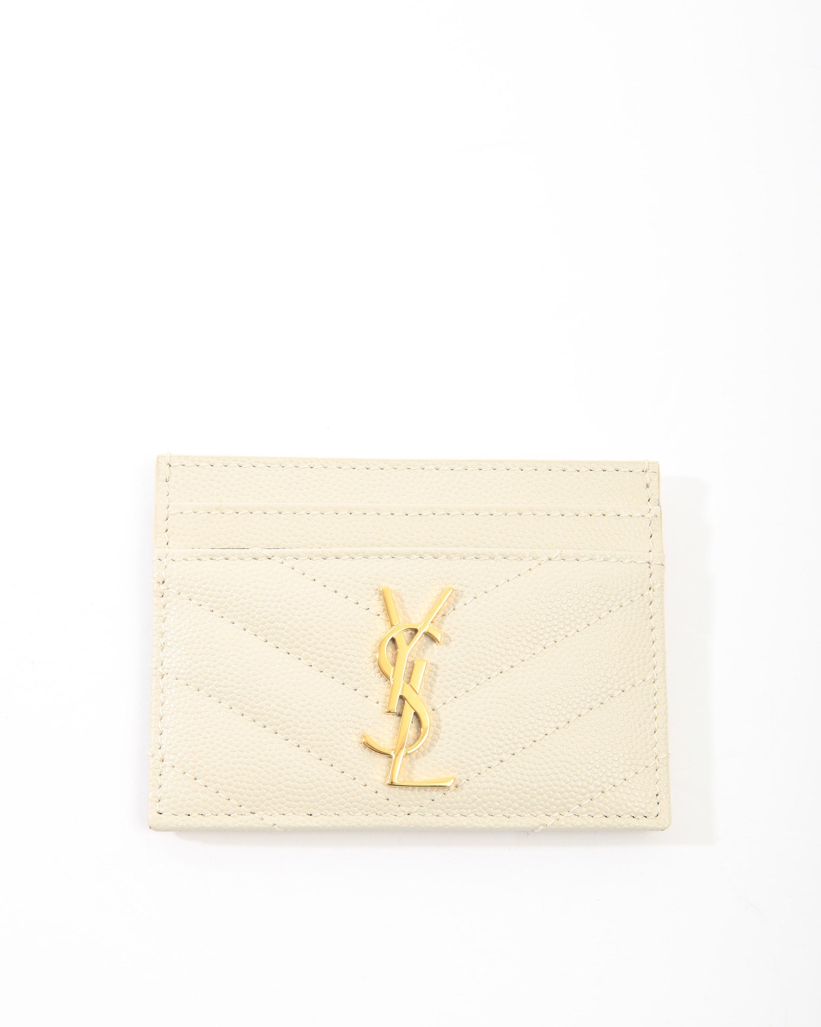 Saint Laurent White Monogram Card Holder