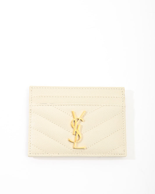 Saint Laurent White Monogram Card Holder