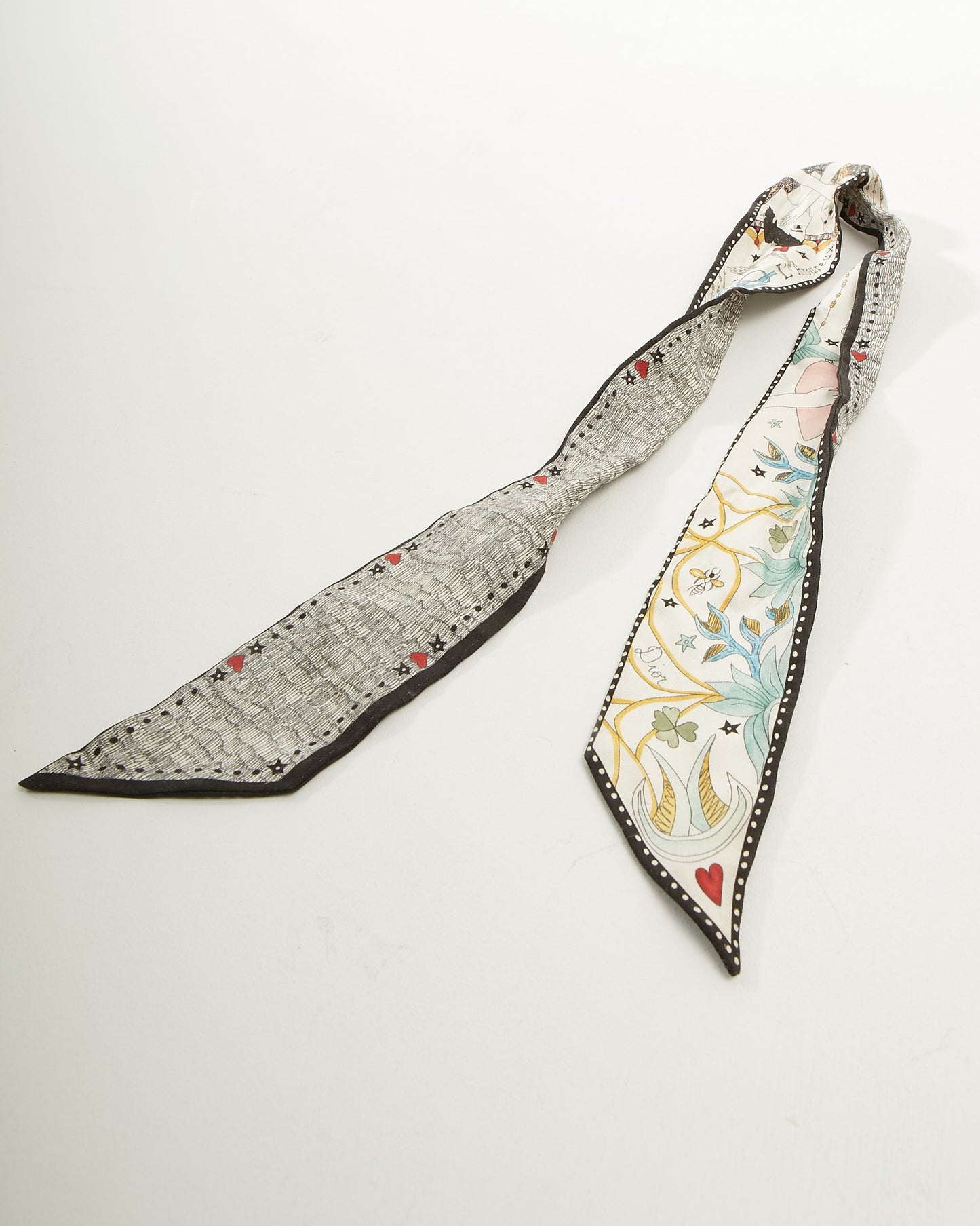 Dior White Silk L’Amoureux Tarot Mitzah Twill Scarf