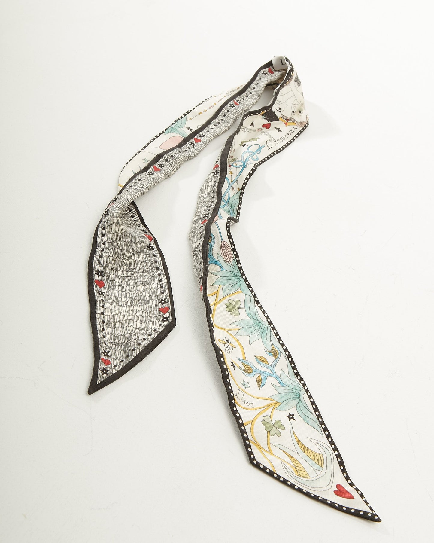 Dior White Silk L’Amoureux Tarot Mitzah Twill Scarf