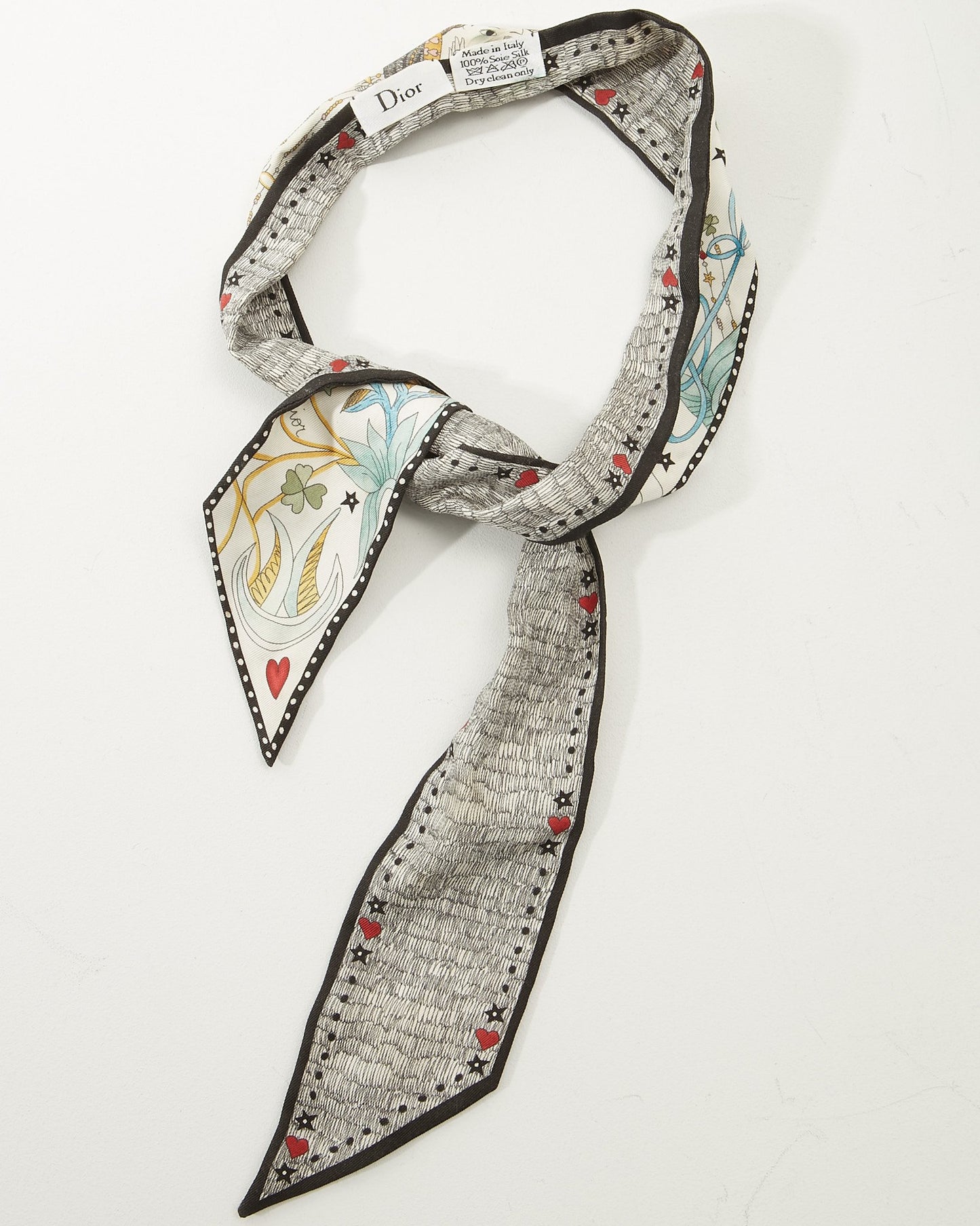 Dior White Silk L’Amoureux Tarot Mitzah Twill Scarf