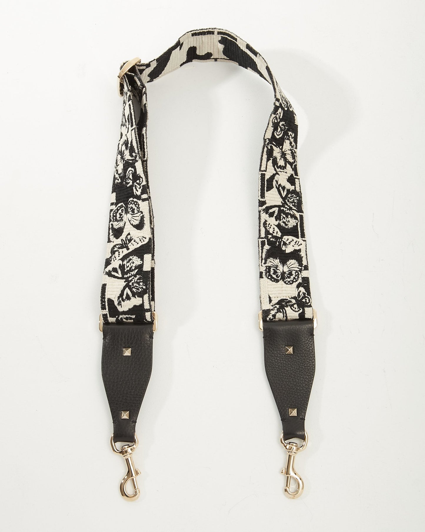 Valentino Black and White Canvas Butterfly Guitar Shoulder Strap