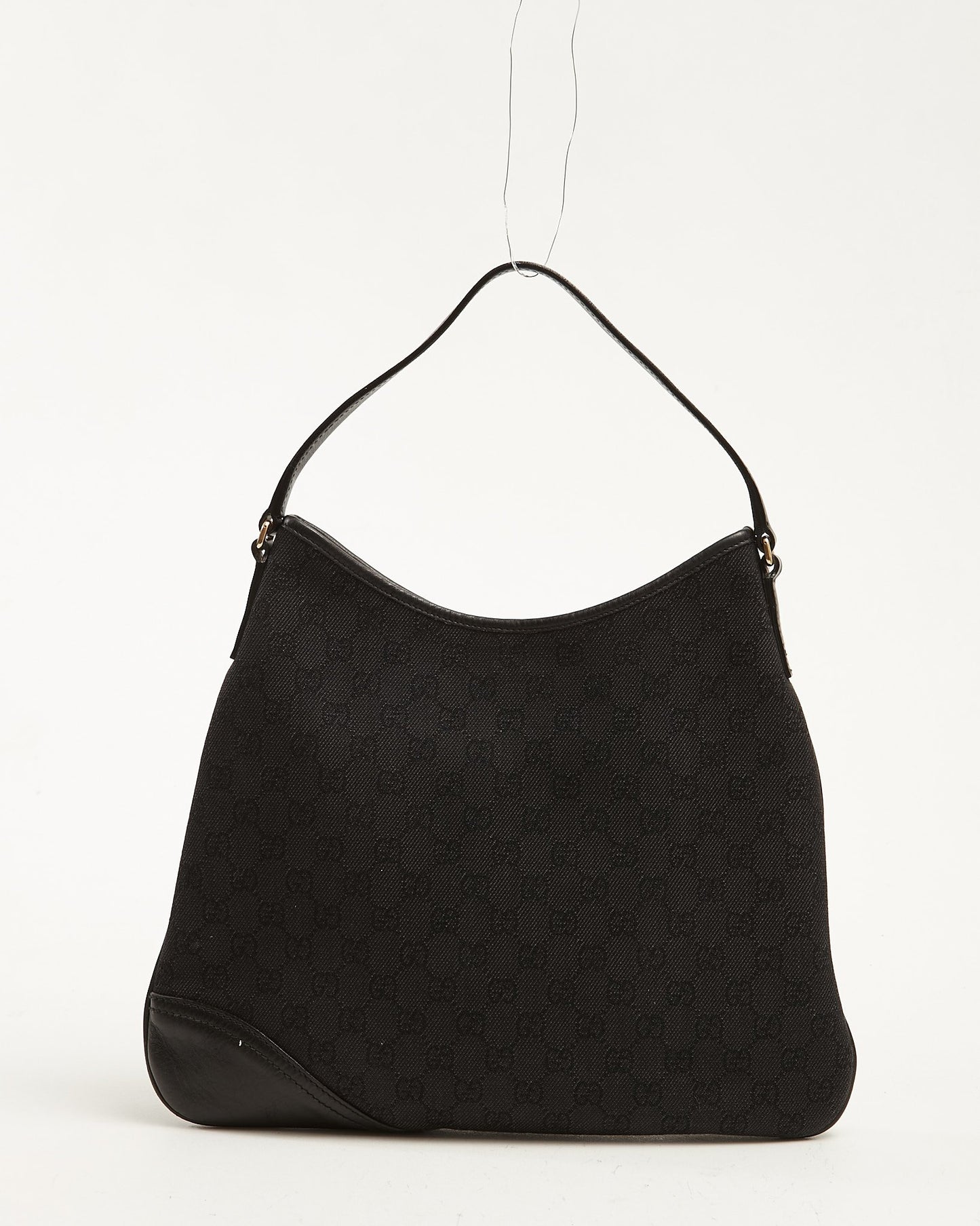 Gucci Black Canvas Monogram Britt Hobo Shoulder Bag