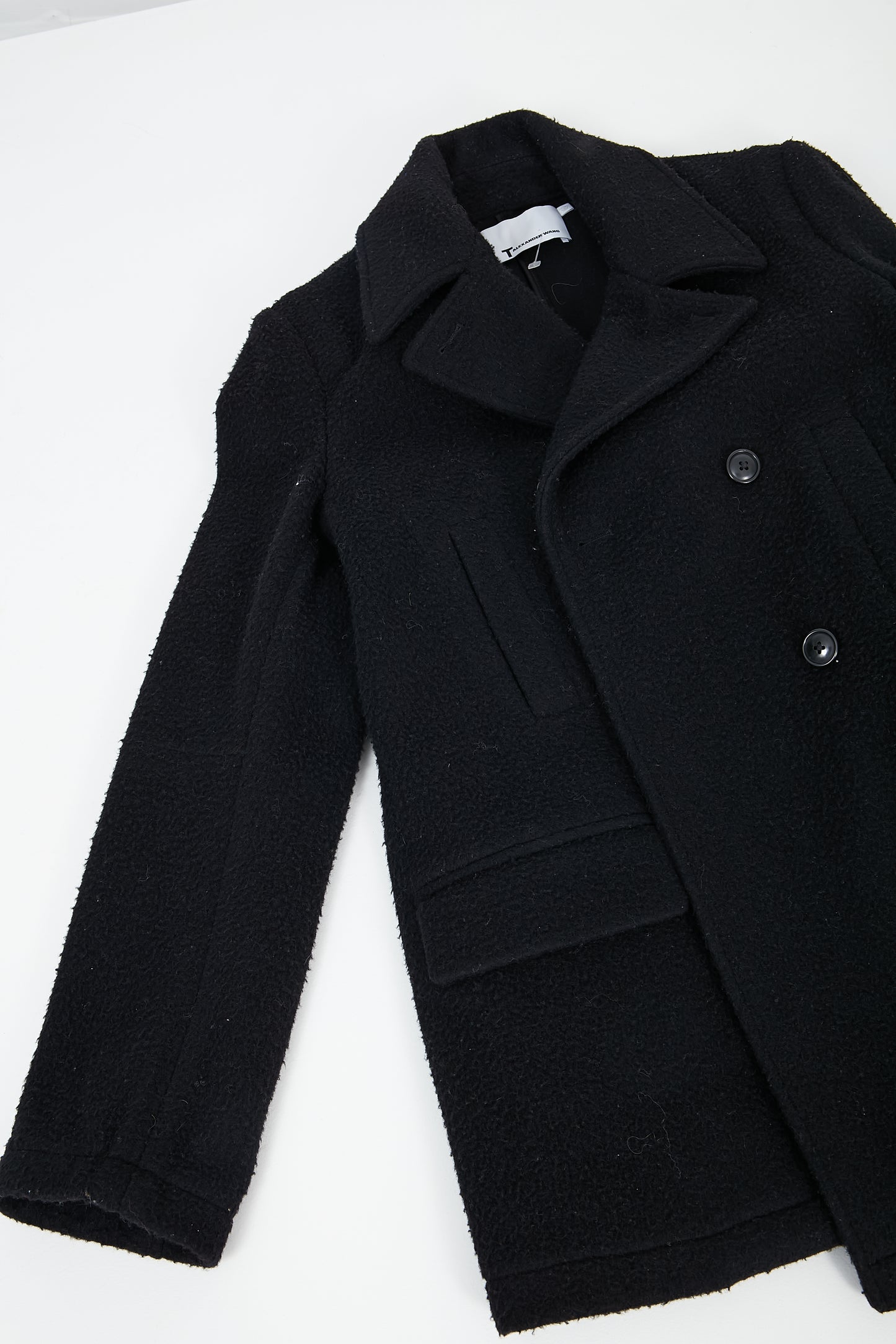 Alexander Wang Black Wool Pea Coat - S