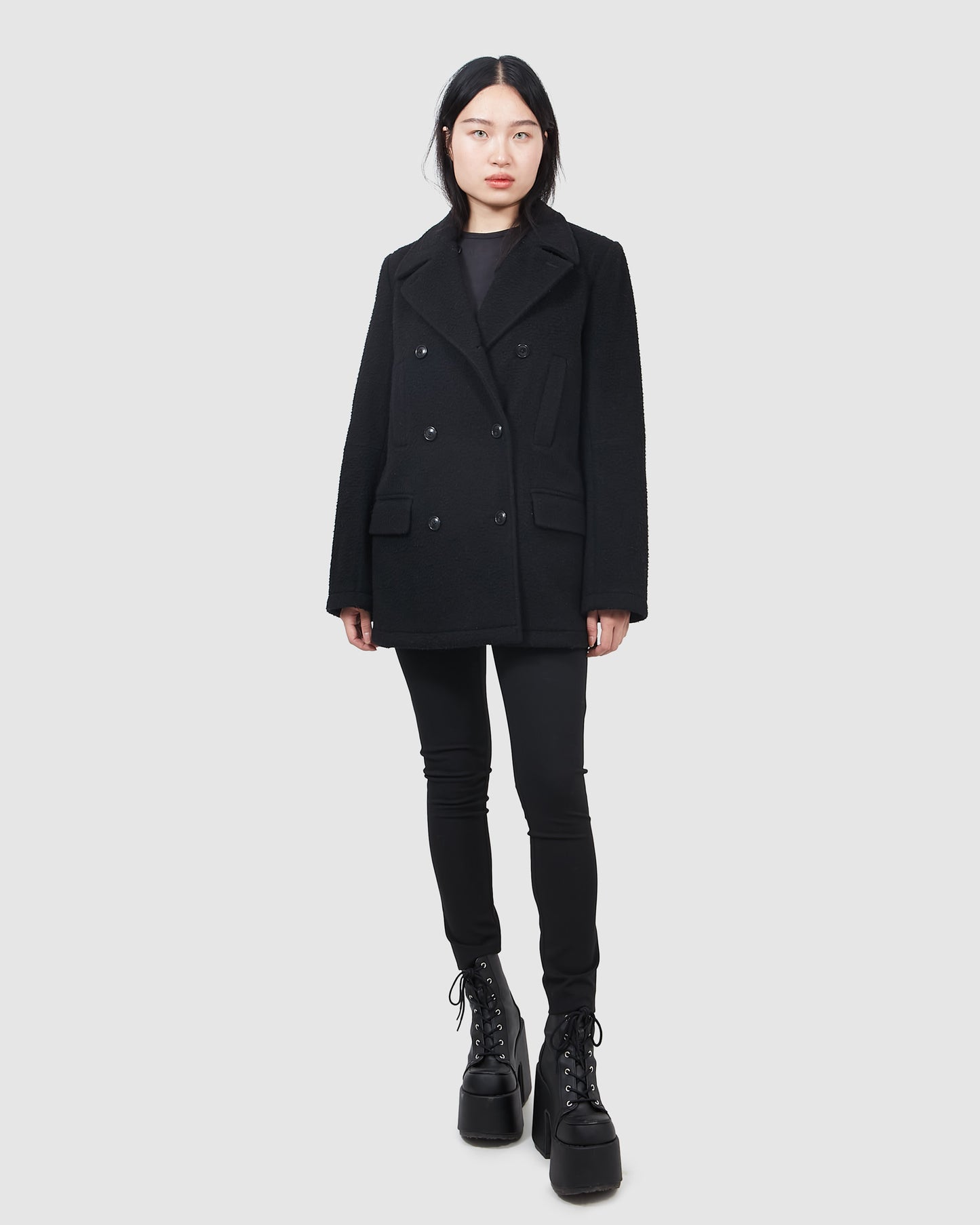 Alexander Wang Black Wool Pea Coat - S