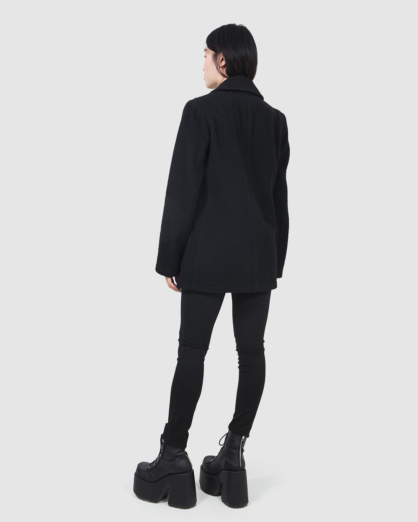 Alexander Wang Black Wool Pea Coat - S