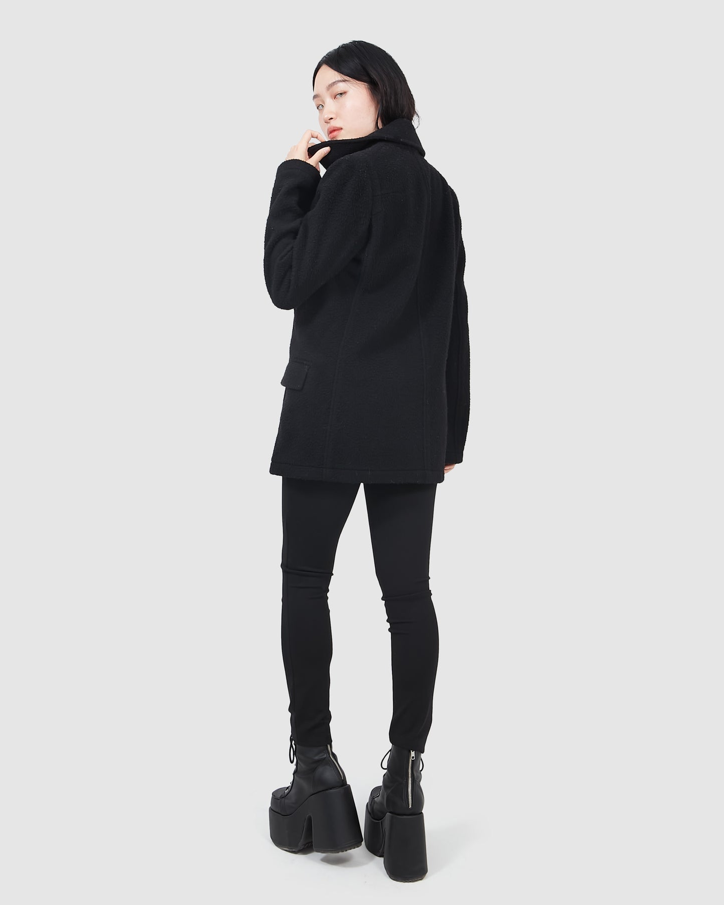 Alexander Wang Black Wool Pea Coat - S