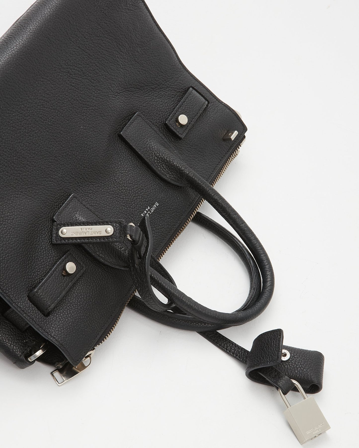 Saint Laurent Black Grained Leather Baby Sac De Jour Souple