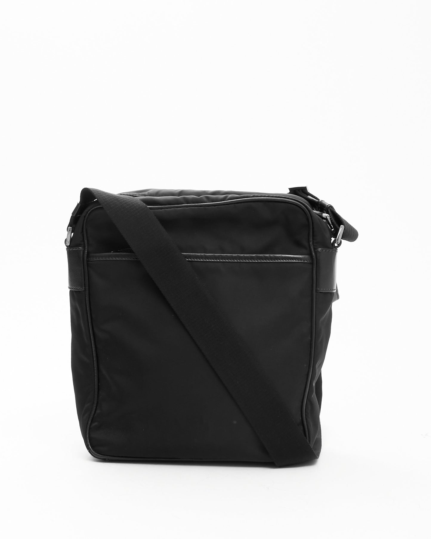 Sac bandoulière messager en nylon noir Prada