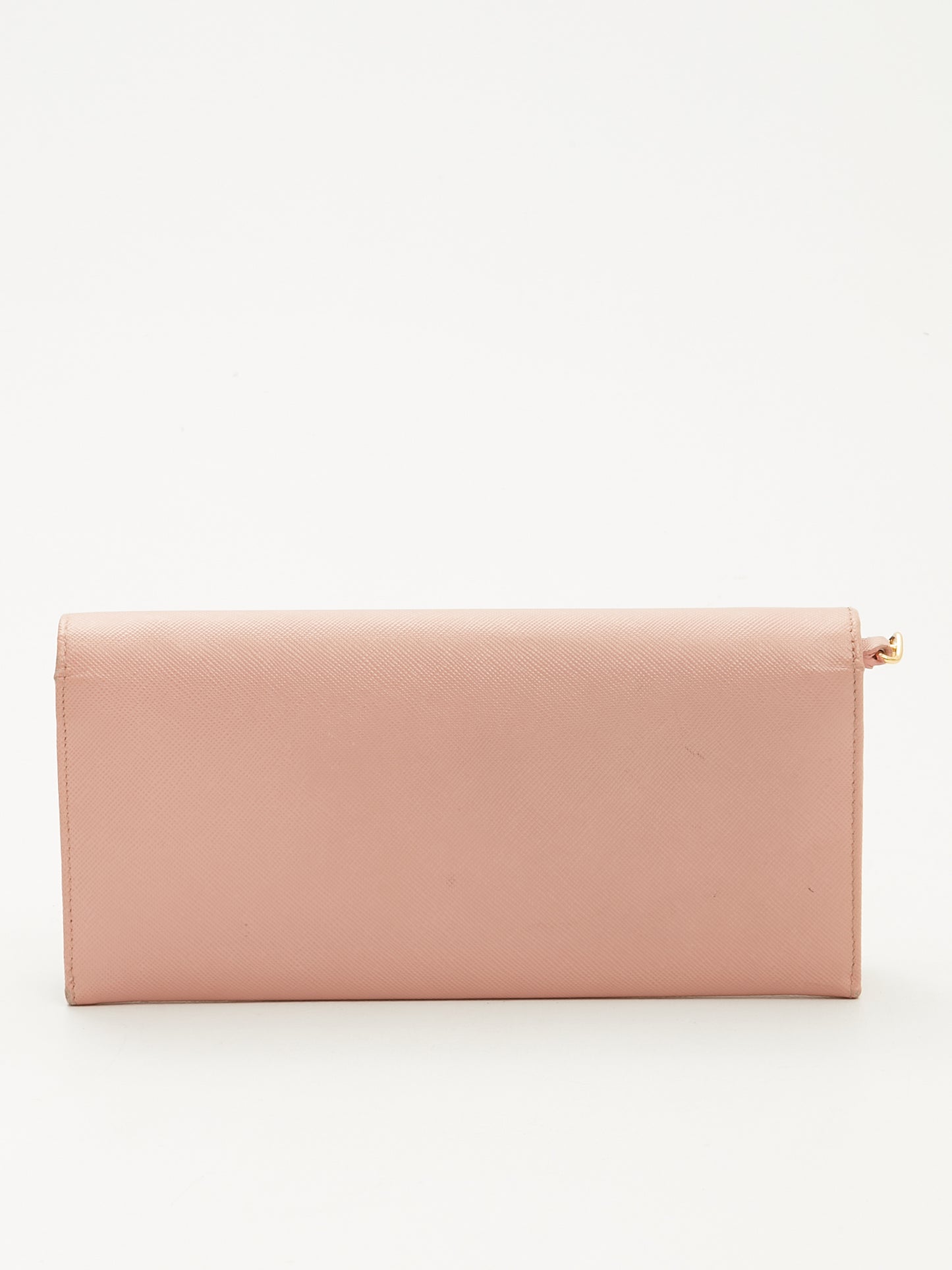 Prada Blush Pink Saffiano Wallet On Chain