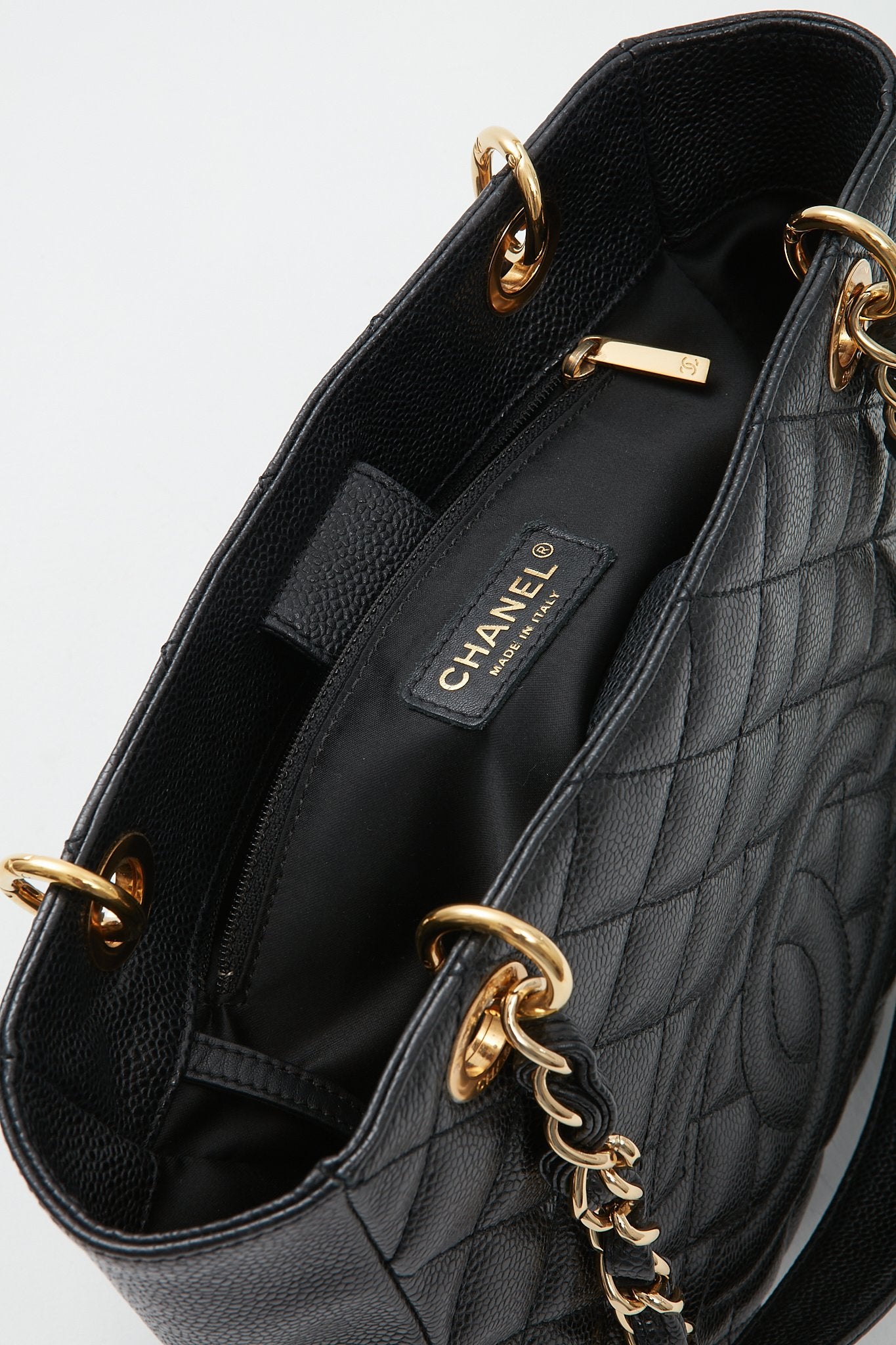 Chanel Black Quilted Caviar Leather PST GHW