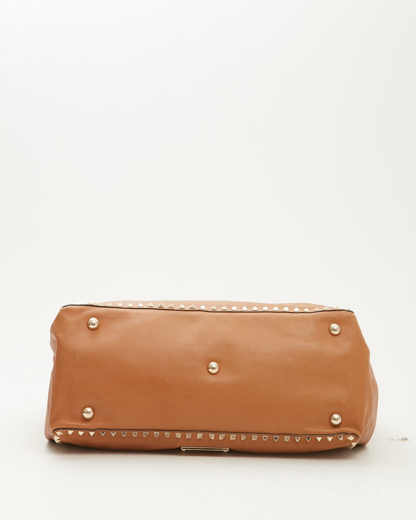 Valentino Tan Smooth Leather Rockstud Tote Bag