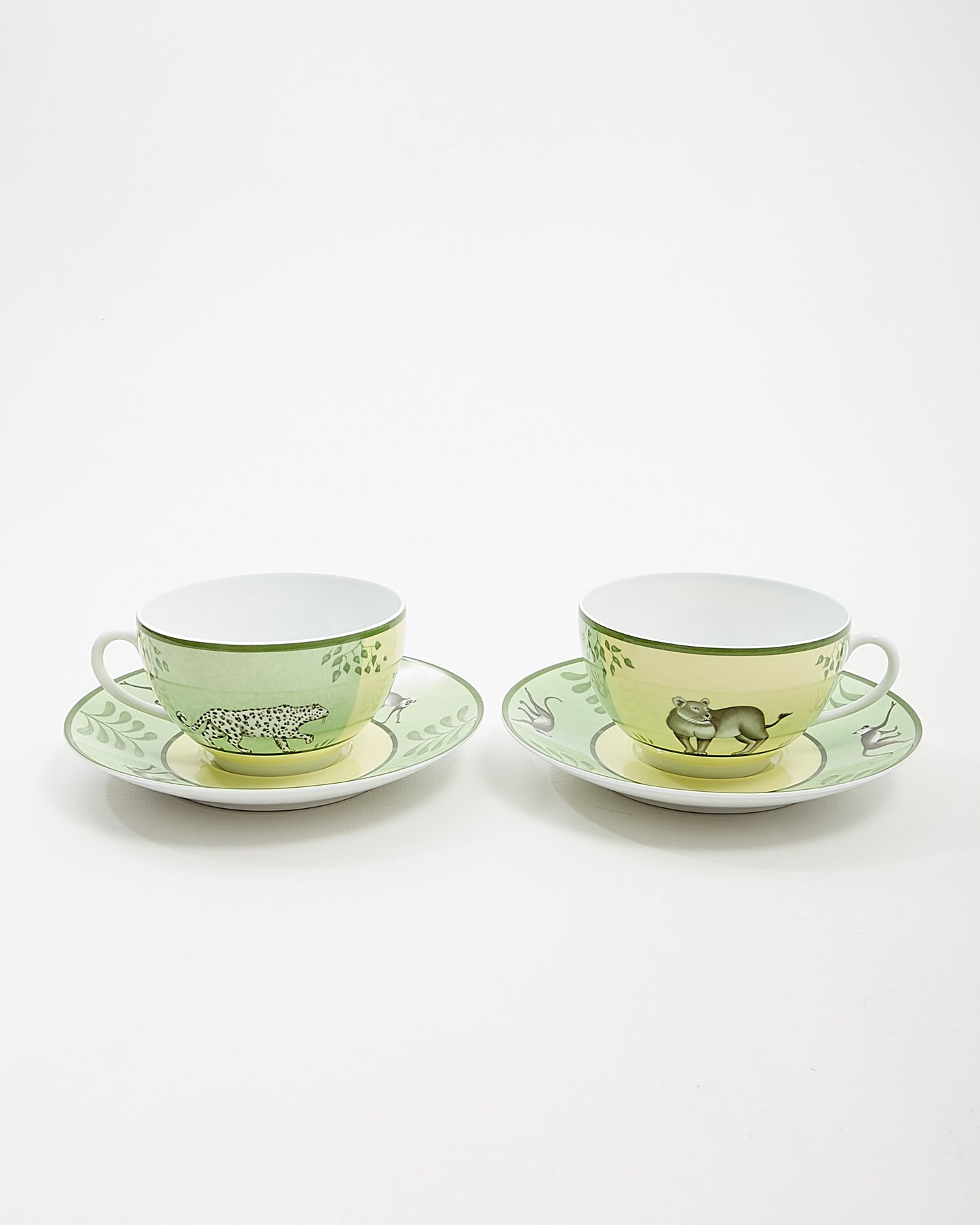 Hermès Green/White Africa 4 Piece Cup 
Saucer Breakfast Set