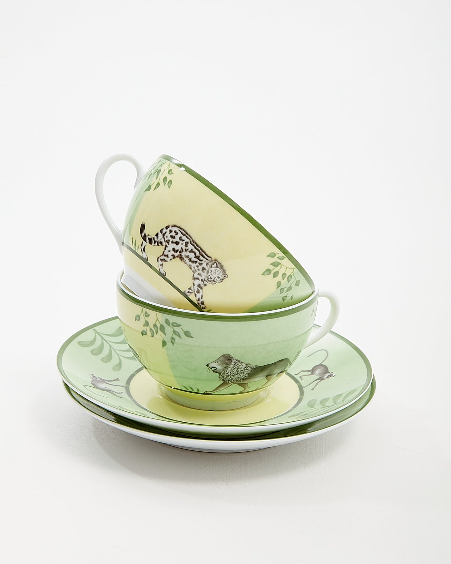 Hermès Green/White Africa 4 Piece Cup 
Saucer Breakfast Set