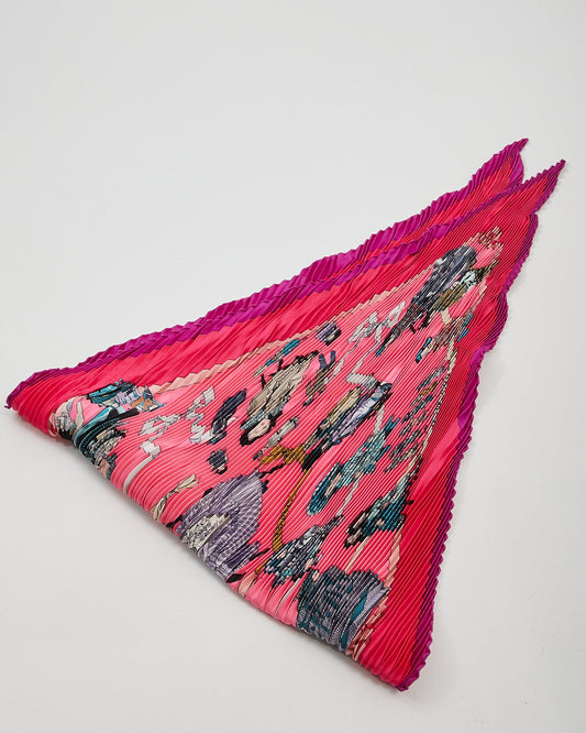 Hermès Fuchsia/Pink Silk « Hello Dollly » Plissé Scarf