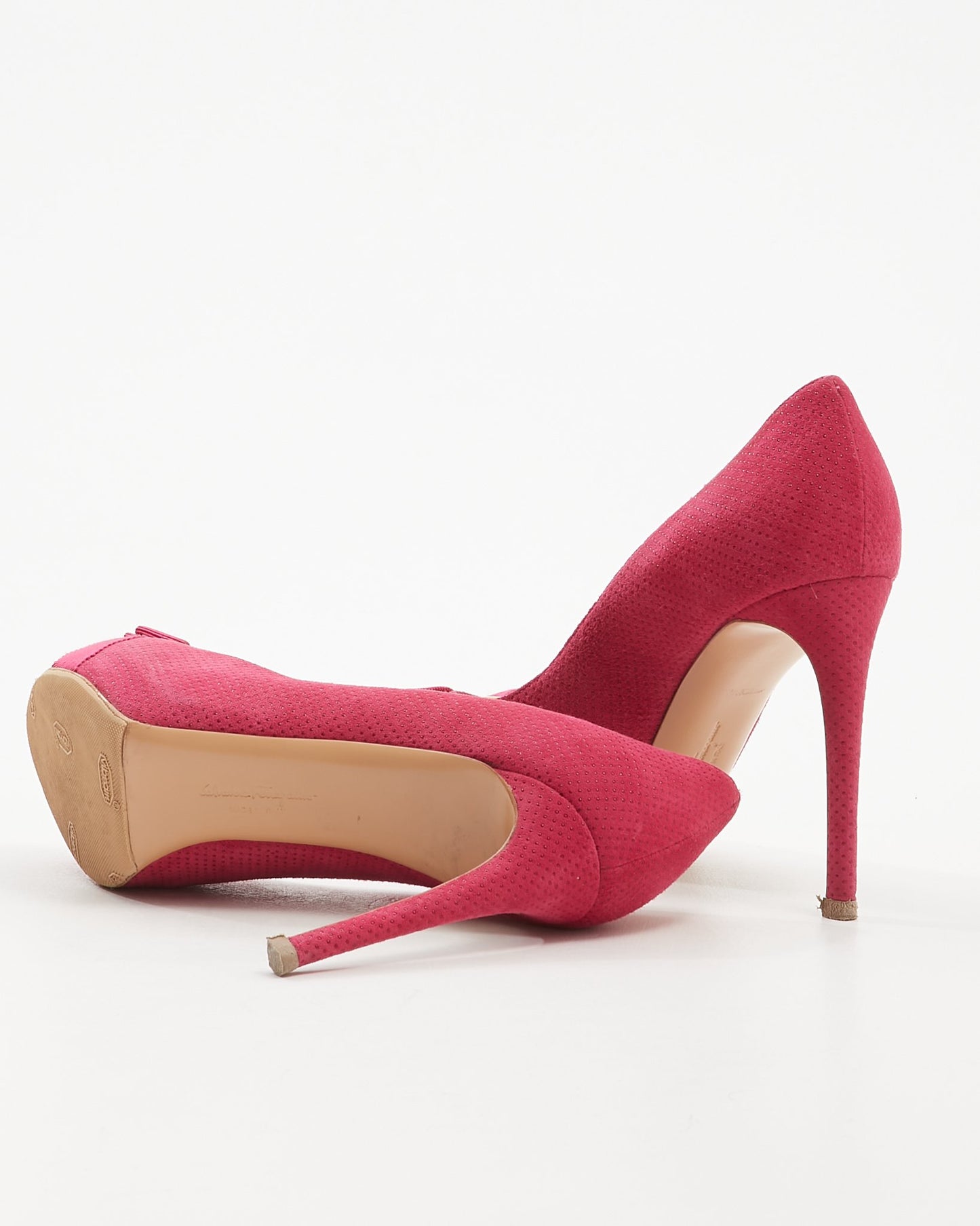 Ferragamo Fuchsia Suede Vara Pump Heel - 7.5