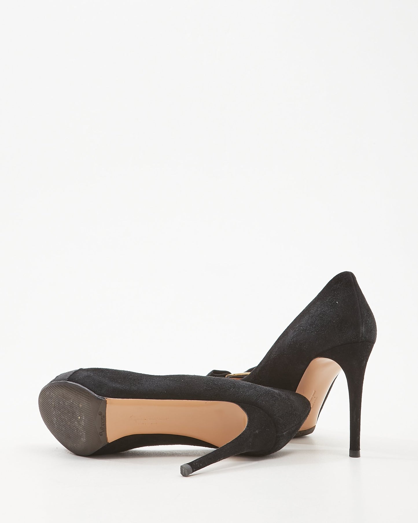 Salvatore Ferragamo Black Suede Rosella Bow Peep Toe Pumps - 9