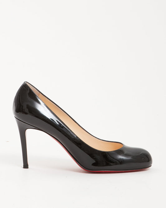 Louboutin Black Patent Simple 85 Pump - 37.5