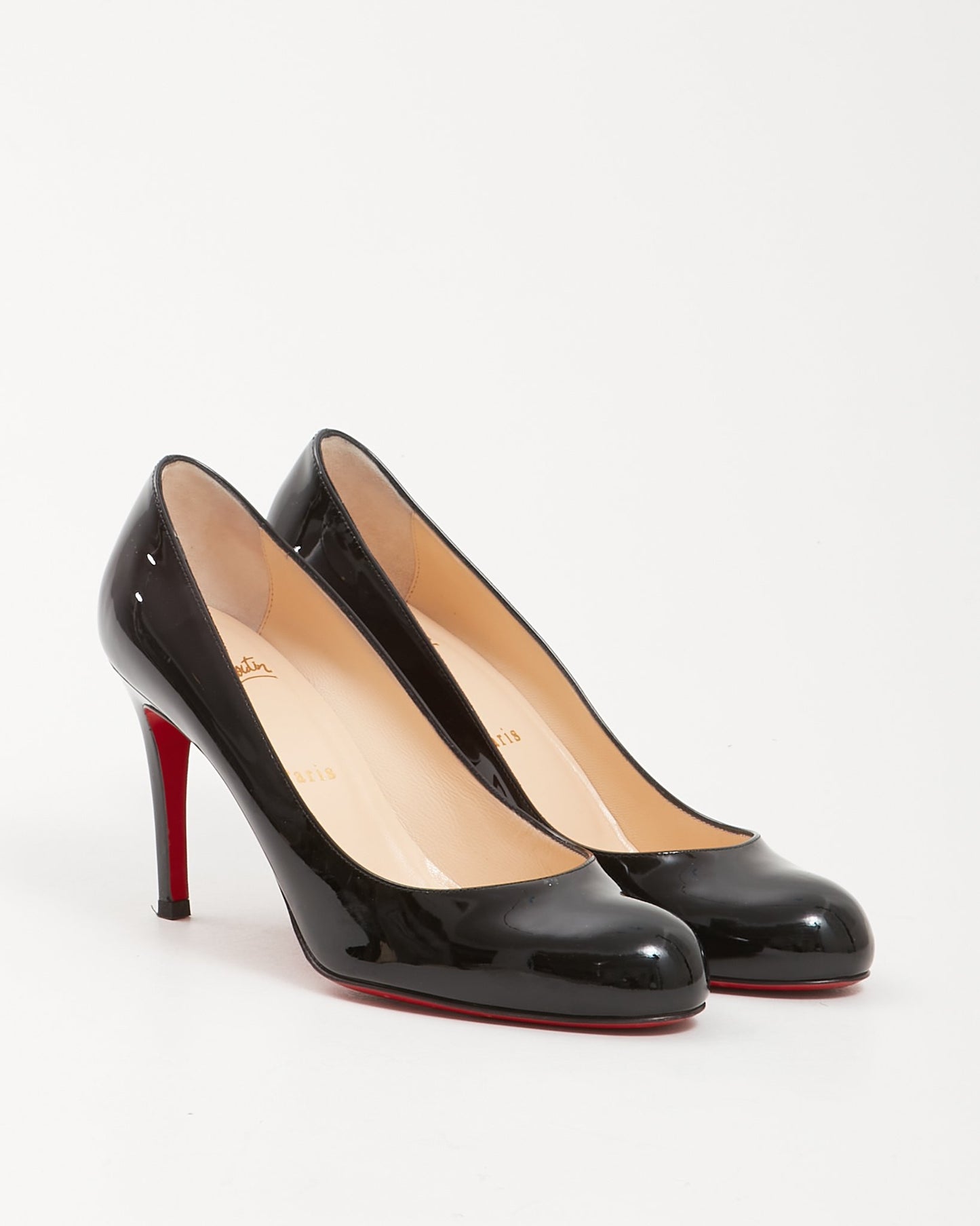 Louboutin Black Patent Simple 85 Pump - 37.5