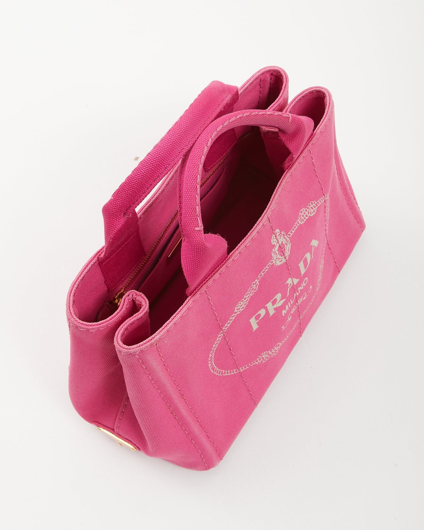 Prada Pink Canvas Canapa Logo Mini Tote Bag