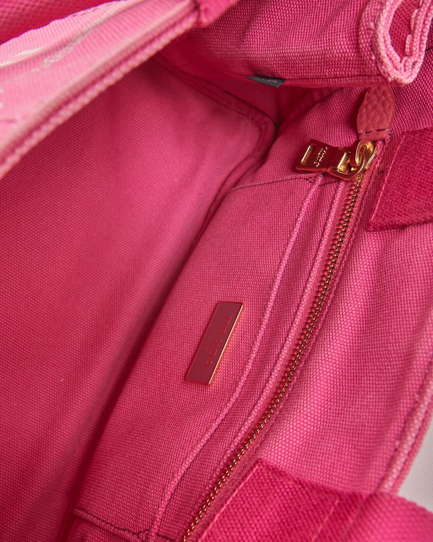 Prada Pink Canvas Canapa Logo Mini Tote Bag