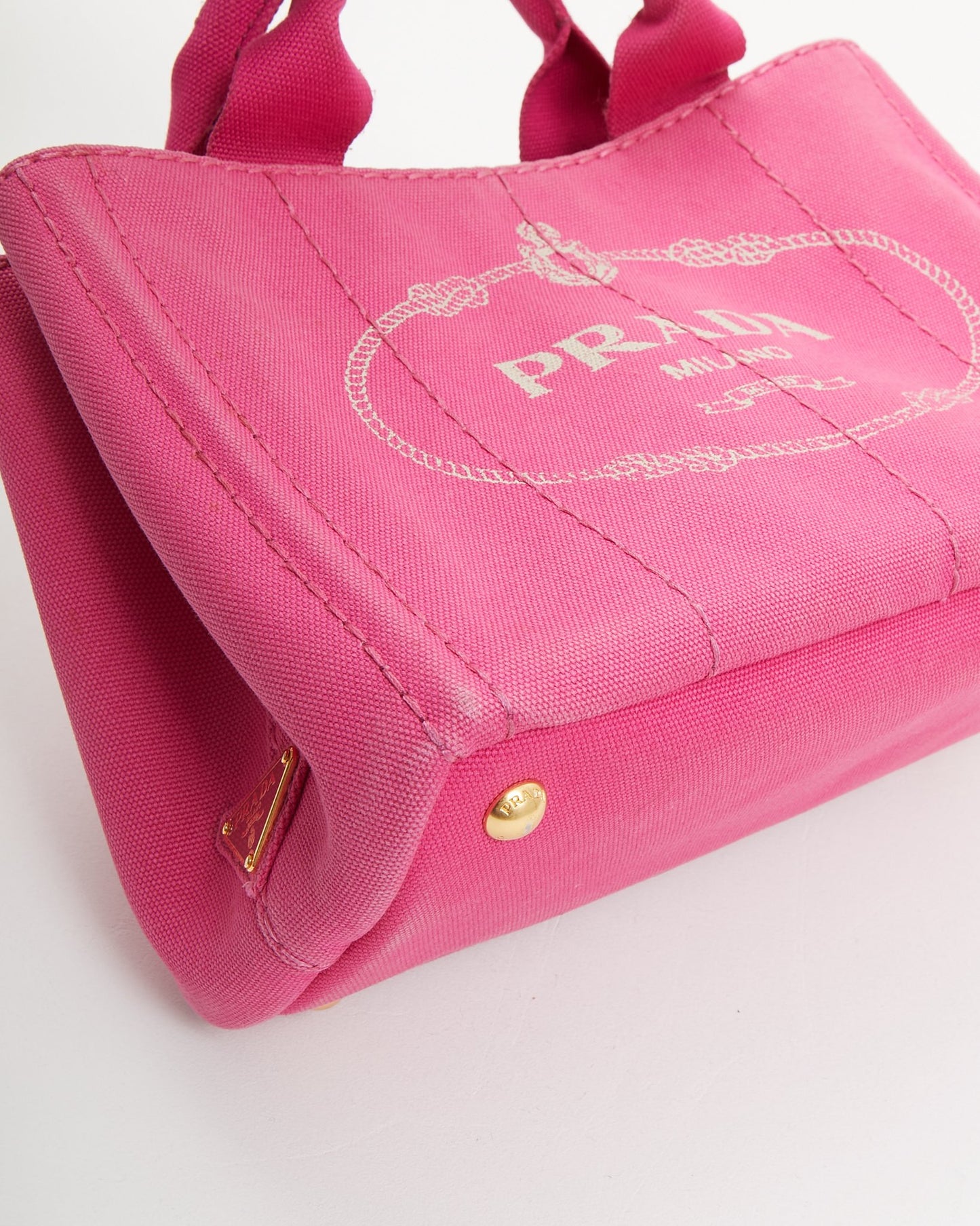 Prada Pink Canvas Canapa Logo Mini Tote Bag