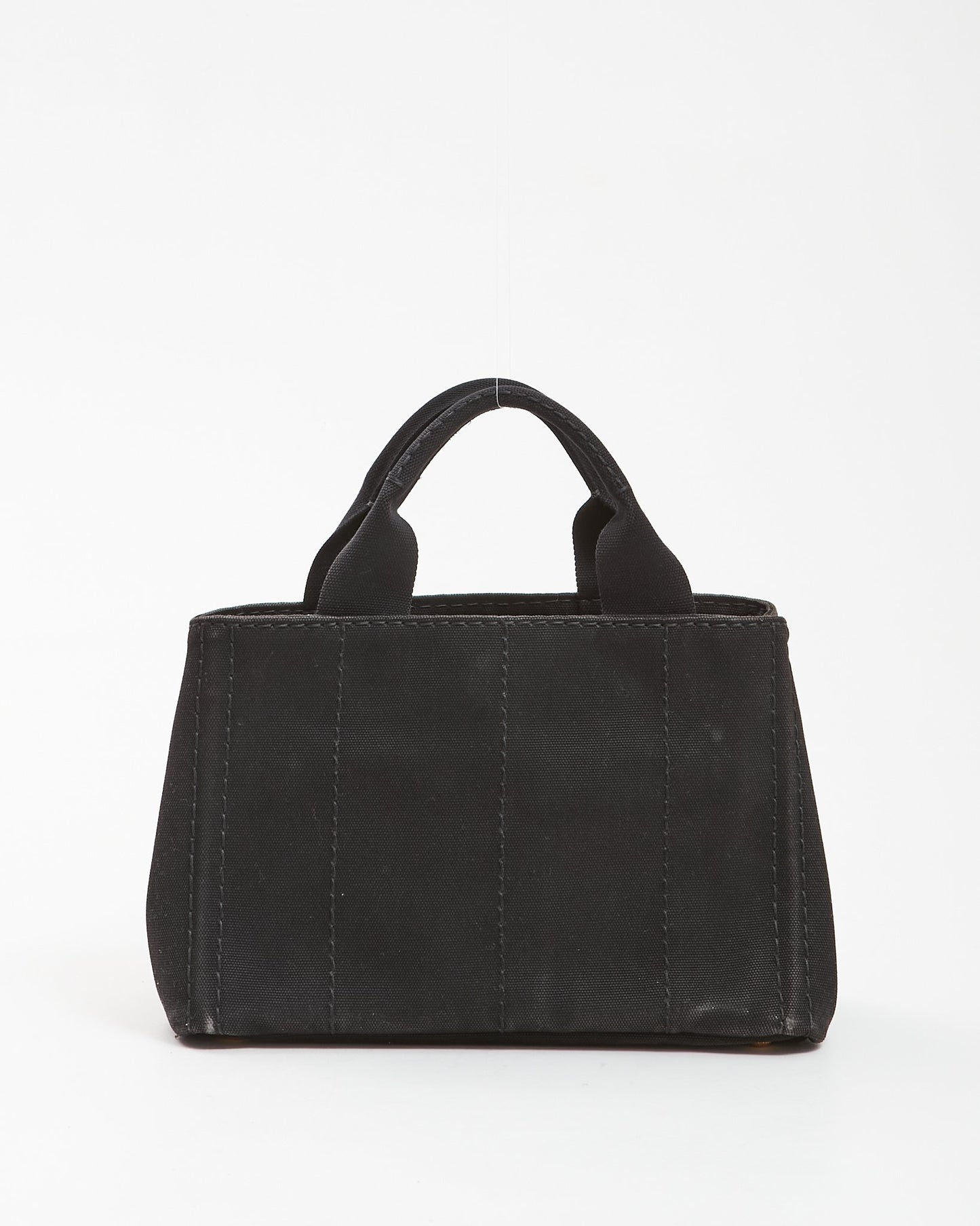 Prada Black Canvas Canapa Logo Mini Tote Bag