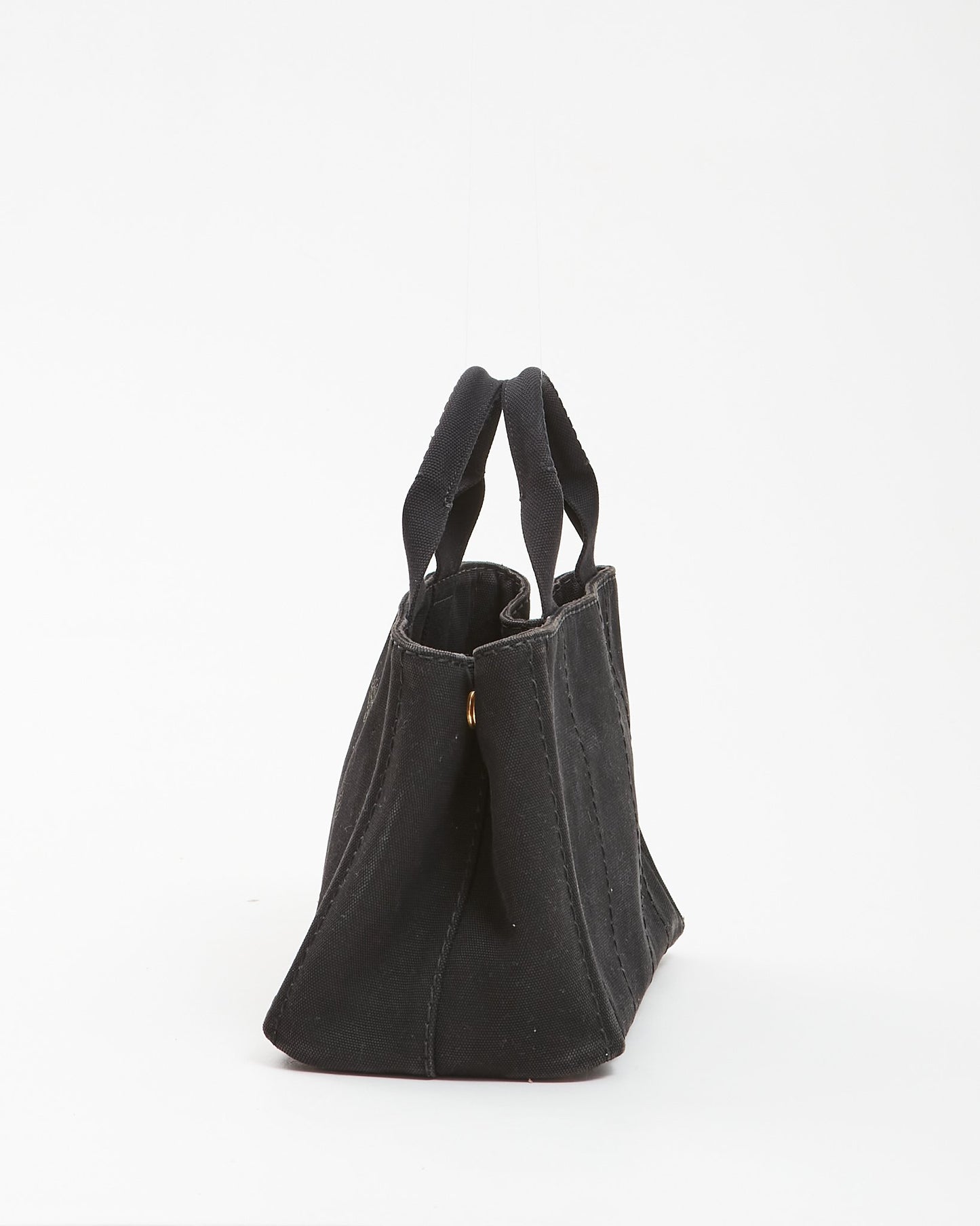 Prada Black Canvas Canapa Logo Mini Tote Bag